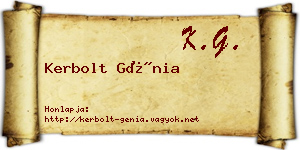 Kerbolt Génia névjegykártya
